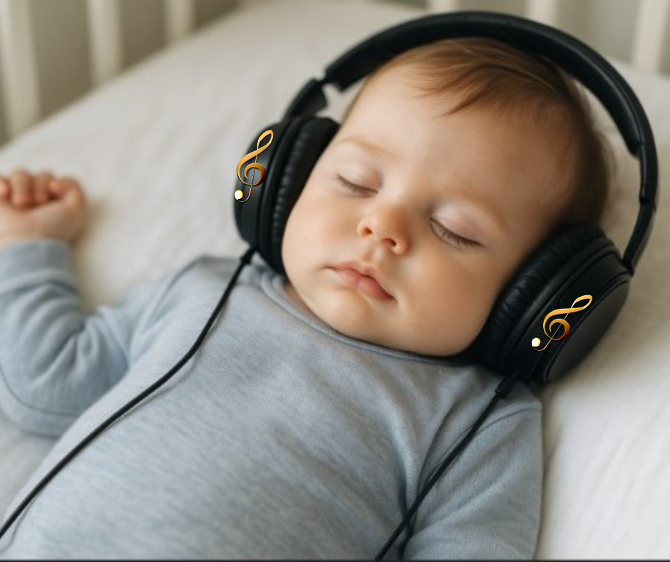 bebe escuchando musica